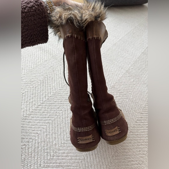 Sorel Cate the Great Tall Fur Lined Leather Suede Waterproof  Boots sz 8 - Picture 2 of 6